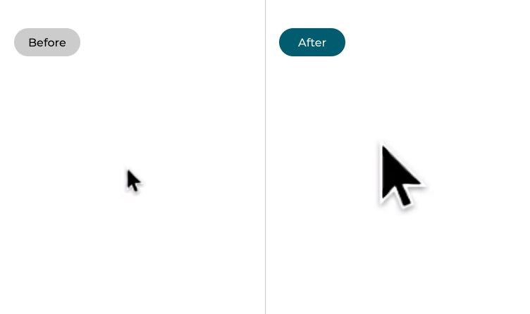 The default mouse cursor and the large mouse cursor